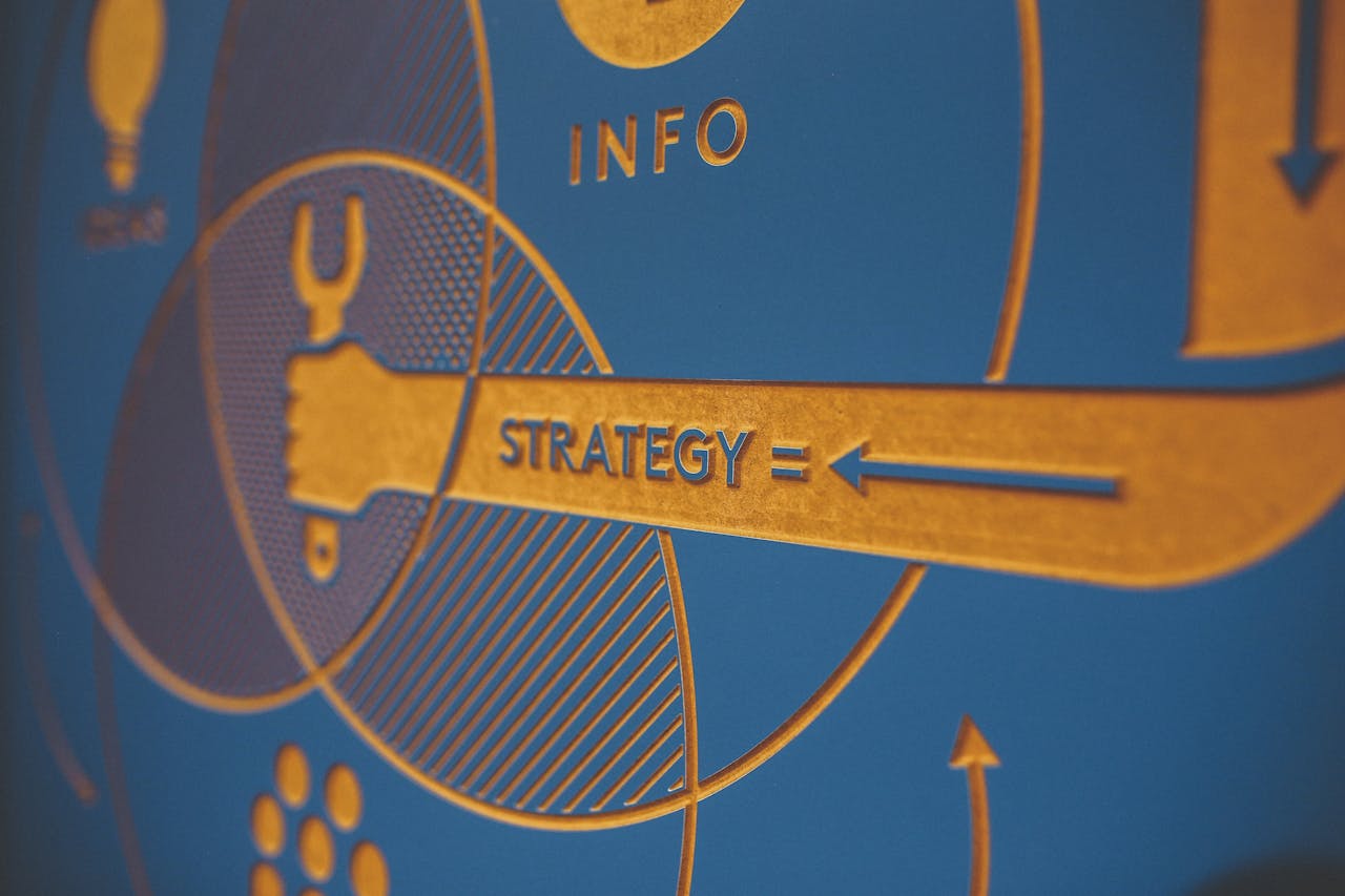 about-05 Colorful business infographic highlighting strategy and information concepts.